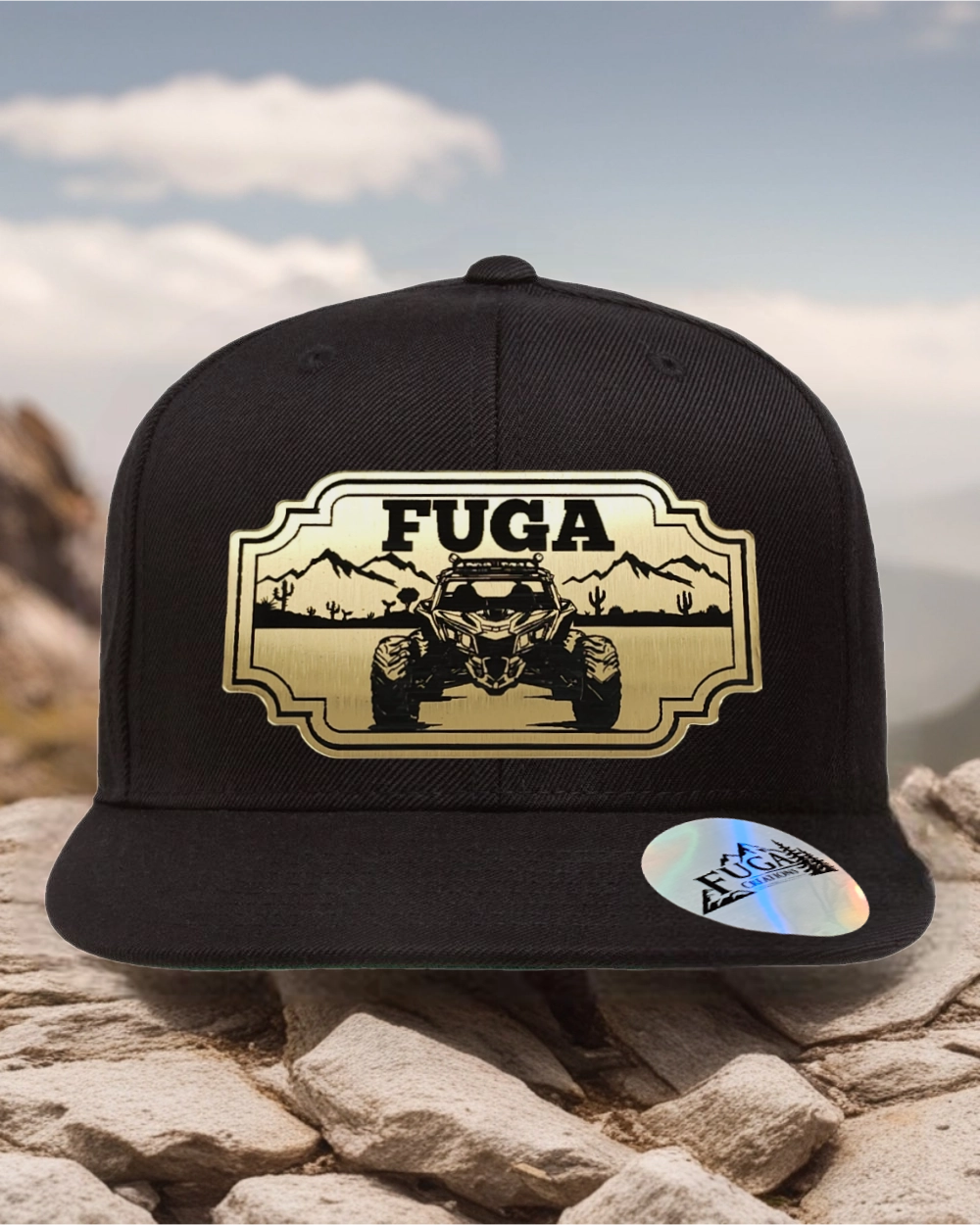 BLACK FUGA HAT premium flat bill snapback bronze,gold or stainless