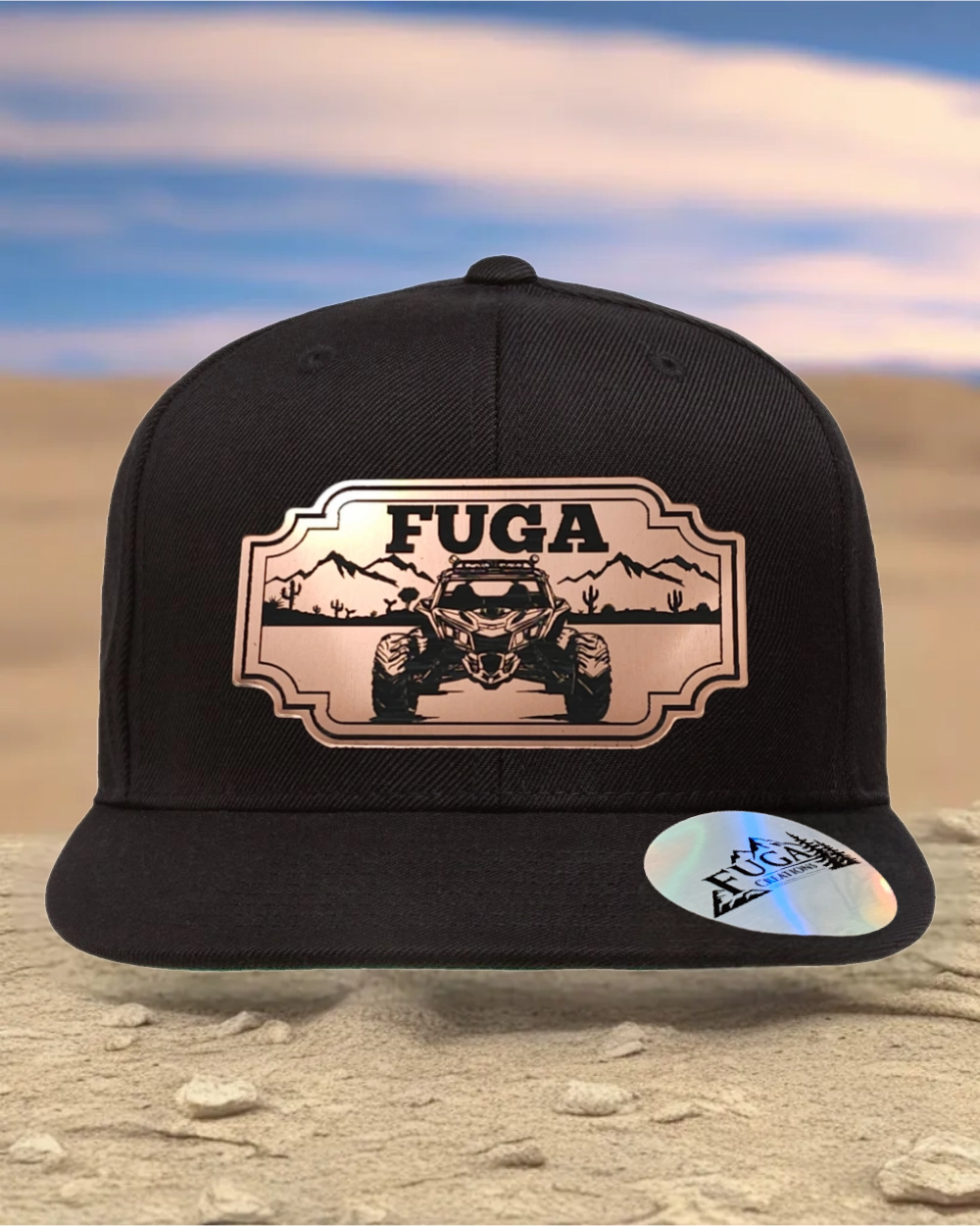 BLACK FUGA HAT premium flat bill snapback bronze,gold or stainless
