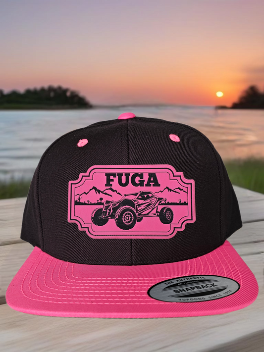 Black/ Pink FUGA HAT premium flat bill snapback