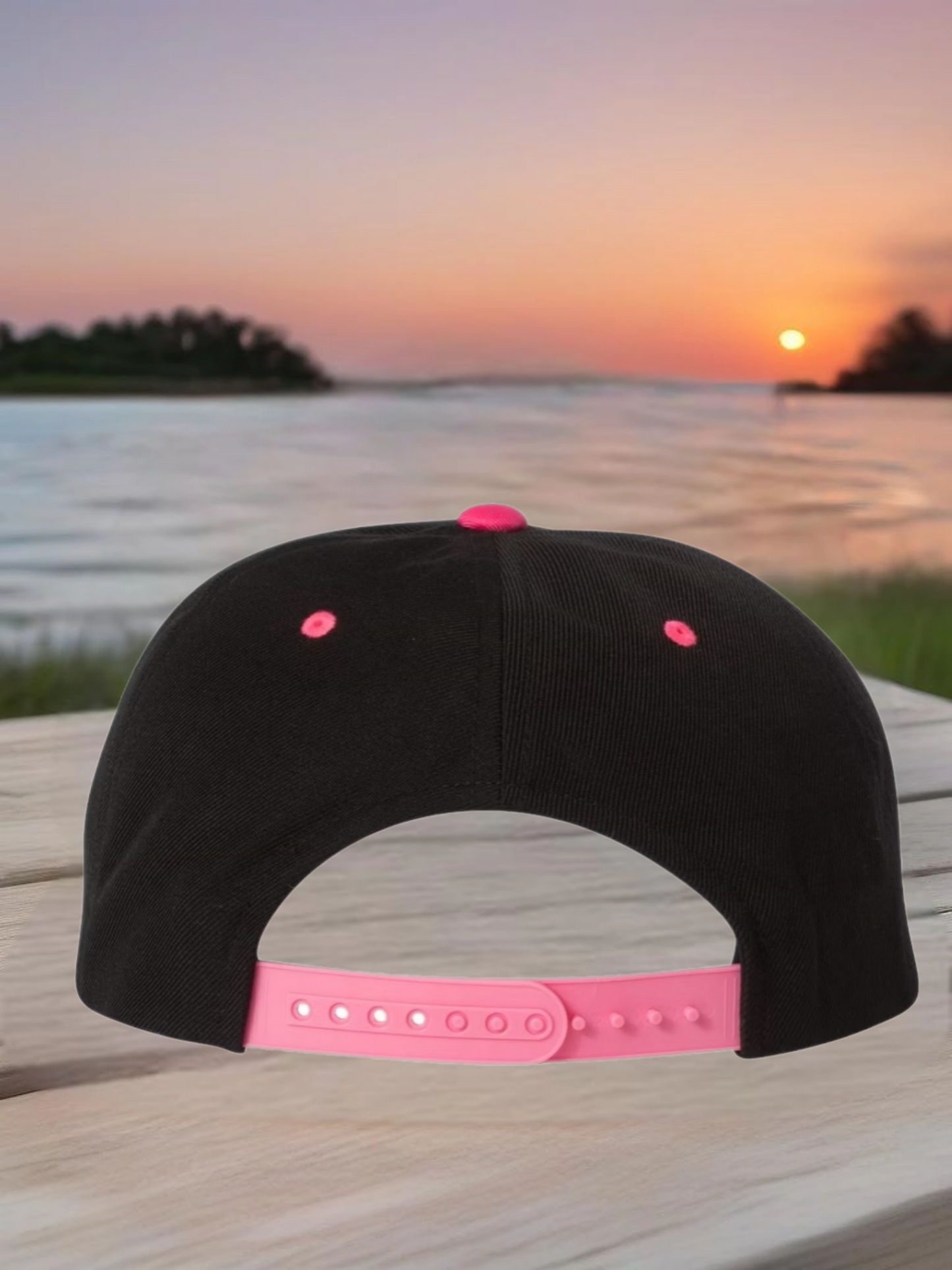 Black/ Pink FUGA HAT premium flat bill snapback