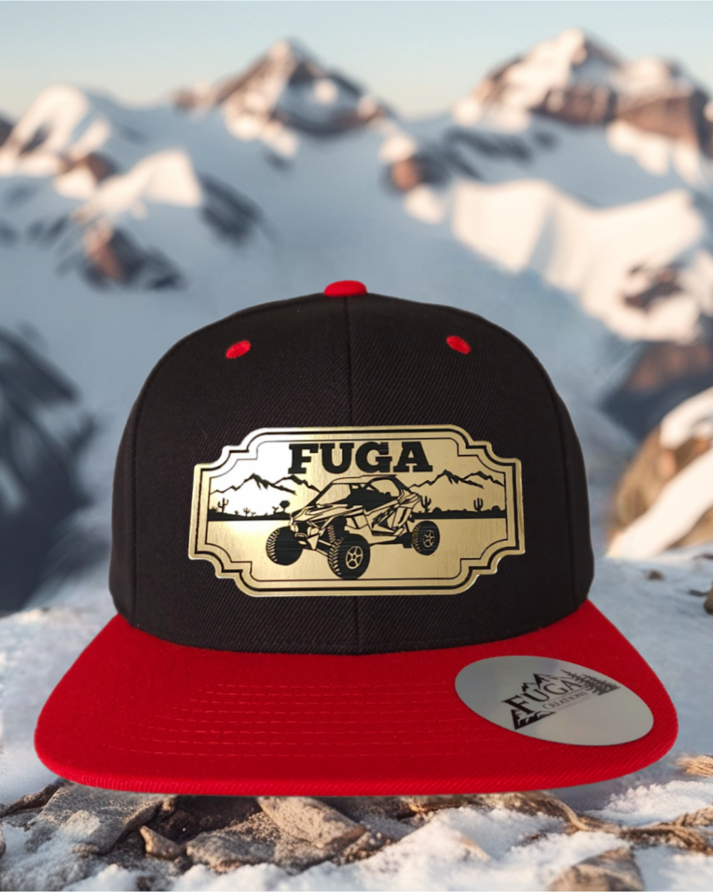 Black/ Red FUGA HAT premium flat bill snapback gold