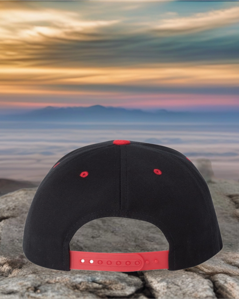 Black/ Red FUGA HAT premium flat bill snapback bronze