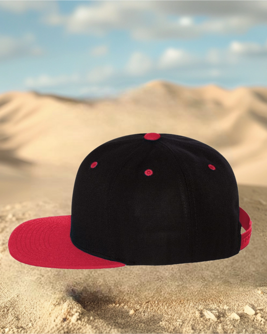 Black/ Red FUGA HAT premium flat bill snapback stainless