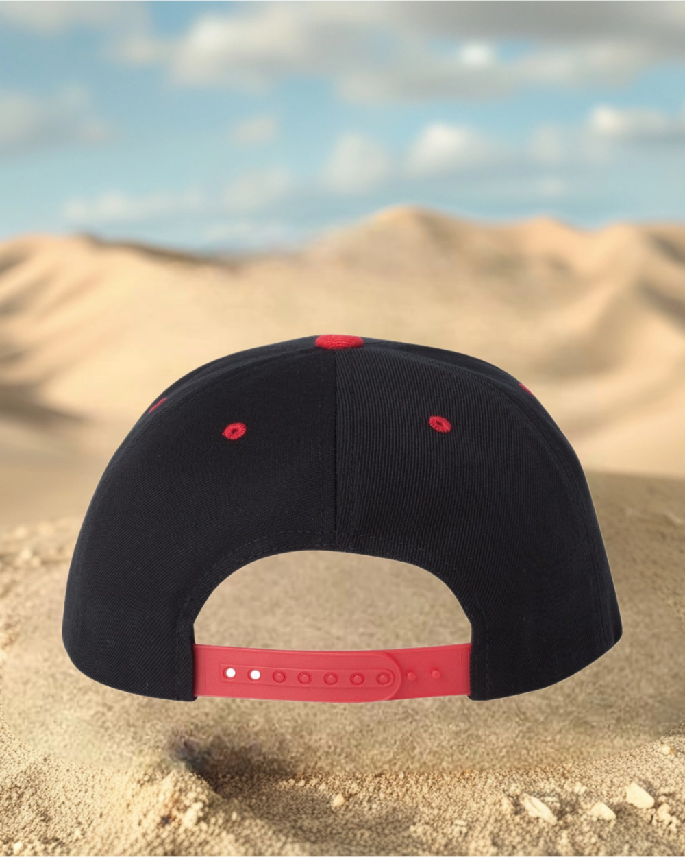Black/ Red FUGA HAT premium flat bill snapback stainless