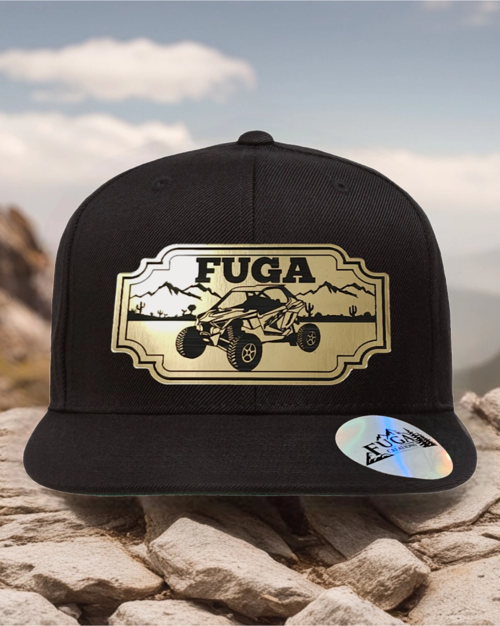 BLACK FUGA HAT premium flat bill snapback bronze,gold or stainless