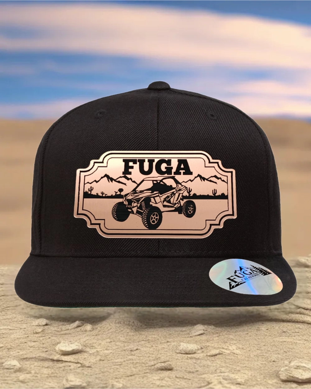 BLACK FUGA HAT premium flat bill snapback bronze,gold or stainless