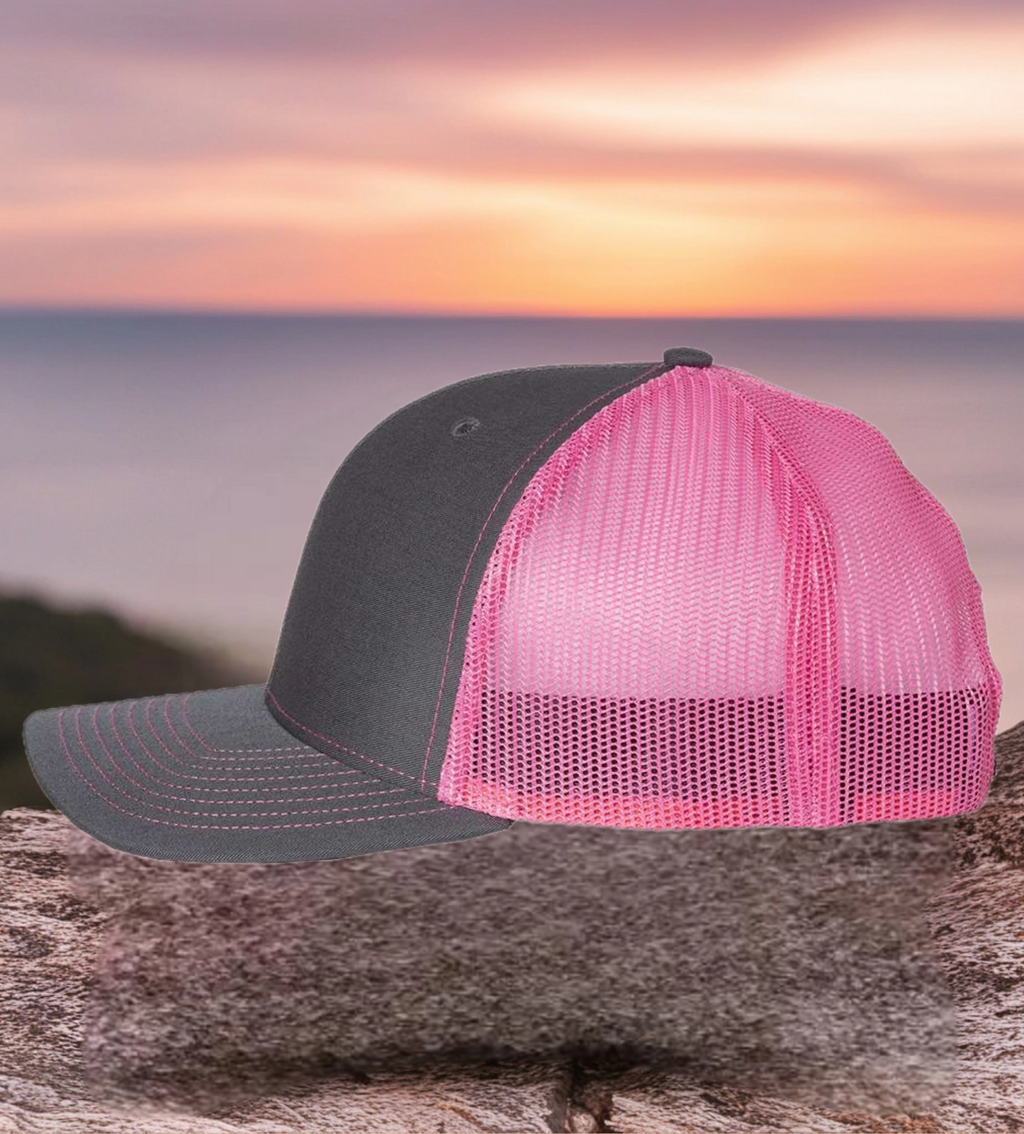 FUGA HAT Pre-curved bill Charcoal/ Pink