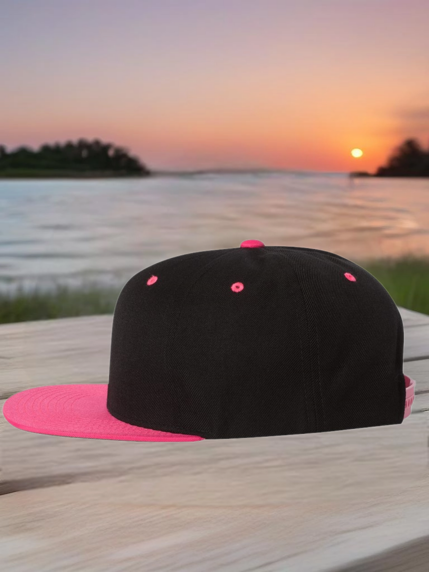 Black/ Pink FUGA HAT premium flat bill snapback