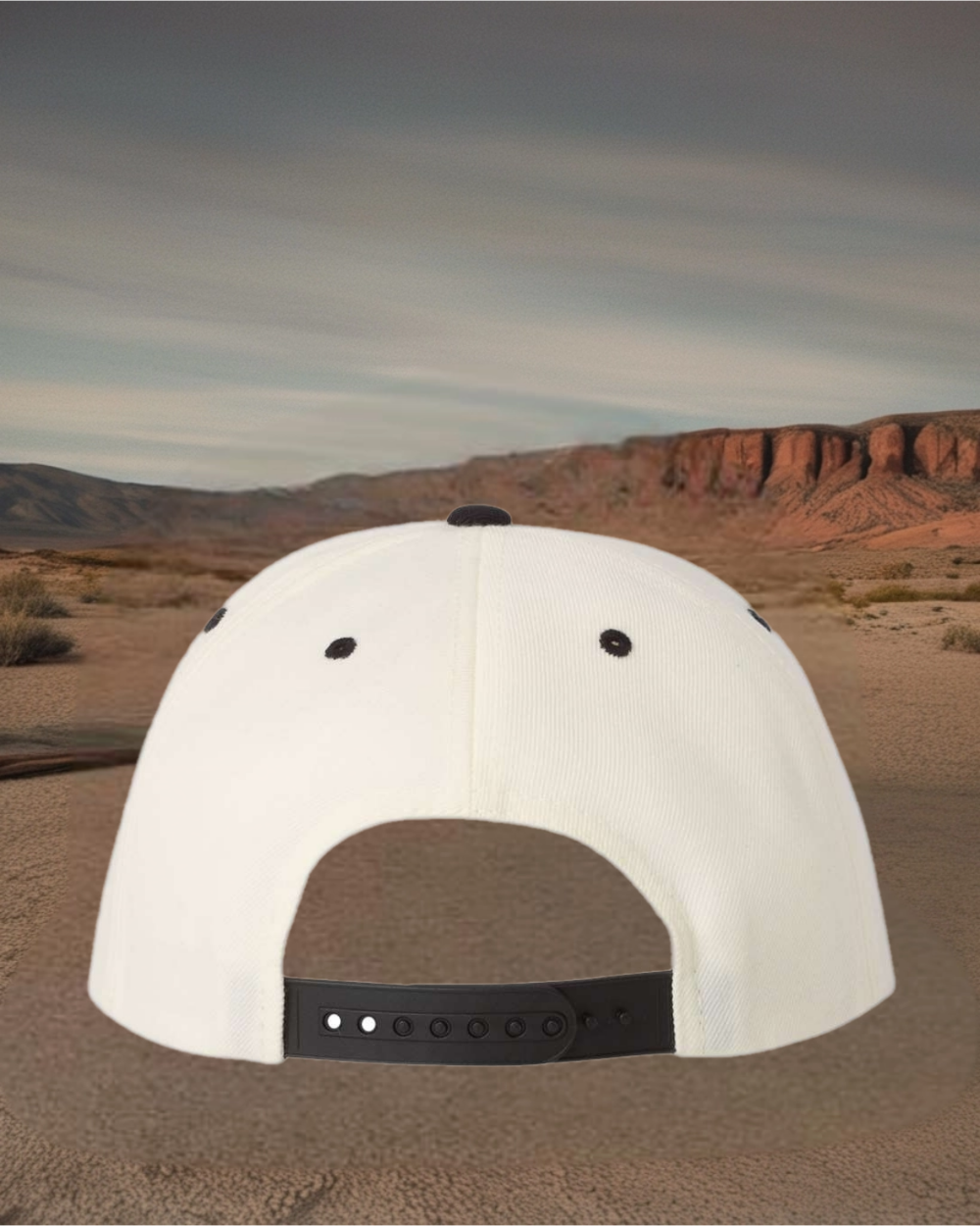 Natural/ Black FUGA HAT premium flat bill snapback stainless
