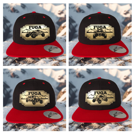 Black/ Red FUGA HAT premium flat bill snapback gold