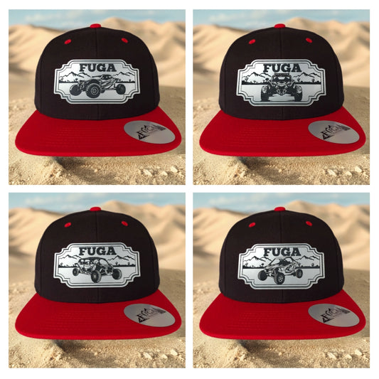 Black/ Red FUGA HAT premium flat bill snapback stainless