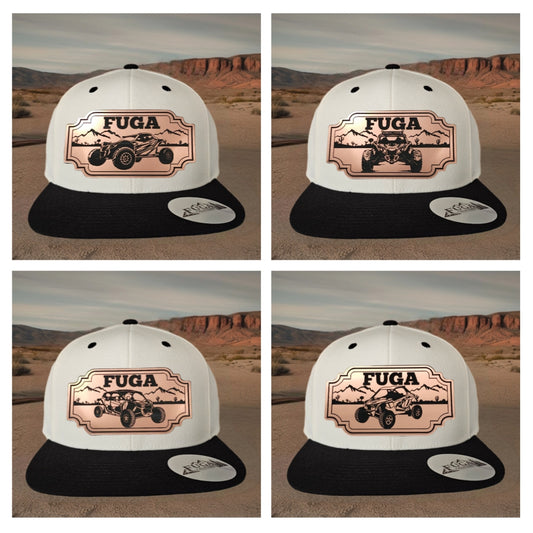 Natural/ Black FUGA HAT premium flat bill snapback bronze