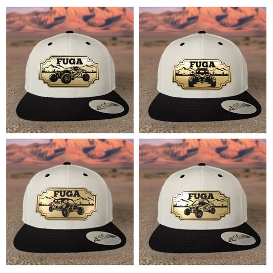 Natural/ Black FUGA HAT premium flat bill snapback gold