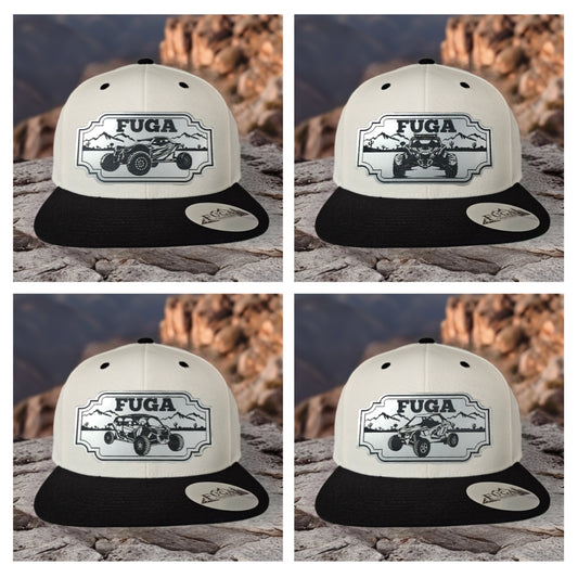 Natural/ Black FUGA HAT premium flat bill snapback stainless