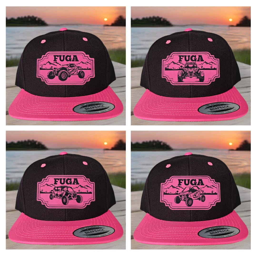 Black/ Pink FUGA HAT premium flat bill snapback