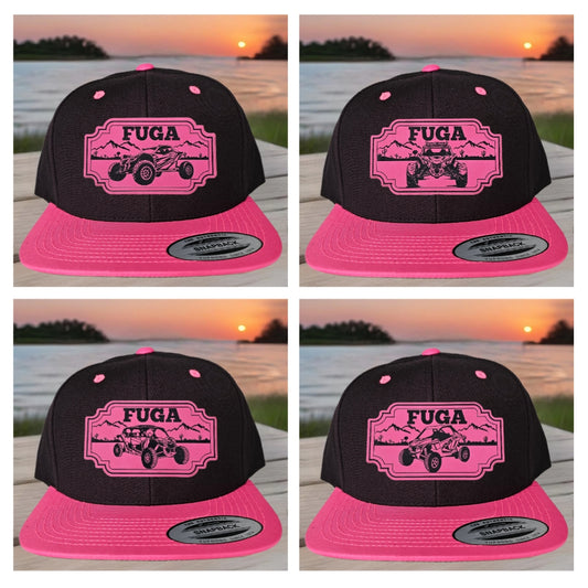 Black/ Pink FUGA HAT premium flat bill snapback