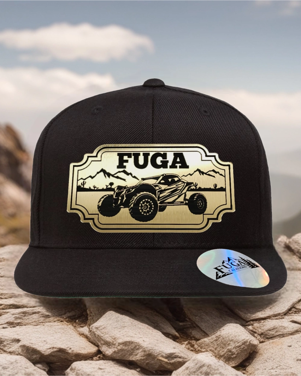BLACK FUGA HAT premium flat bill snapback bronze,gold  or stainless