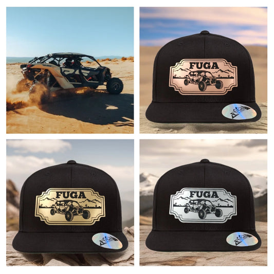 BLACK FUGA HAT premium flat bill snapback bronze,gold  or stainless
